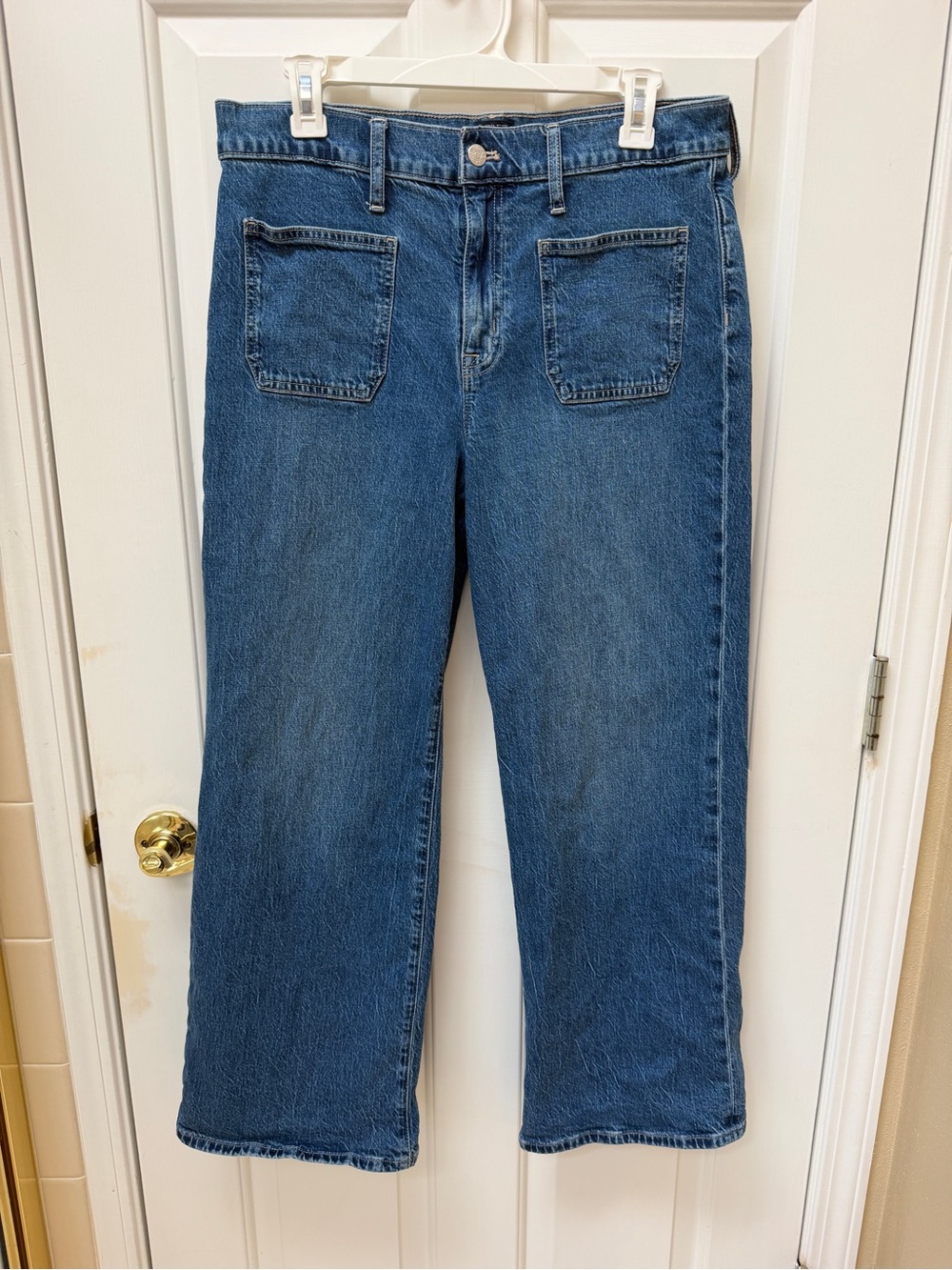 🩷 J Crew Full Length Wide Leg Sailor Classic Straight-Leg Blue Denim Jeans 30P